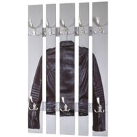HAKU Wandgarderobe aus MDF mit UV-Direkdruck (Lederjacke), 8 Garderobenhaken aus Metall in Edelstahloptik, 17865 - 