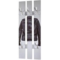 HAKU Wandgarderobe aus MDF mit UV-Direktdruck (Lederjacke), 5 Garderobenhaken aus Metall in Edelstahloptik, 17866 - 