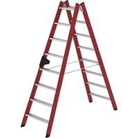 MUNK Kunststof ladder, met geprofileerde aluminium treden, 2 x 8 treden