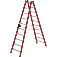 MUNK Kunststof ladder, met geprofileerde aluminium treden, 2 x 10 treden