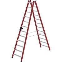 MUNK Kunststof ladder, met geprofileerde aluminium treden, 2 x 12 treden