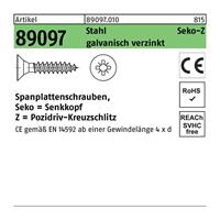 Diverse Spanplattenschraube R 89097 SEKO Kreuzschlitz-PZ VG 3 x 10 -Z Stahl galvanisch verzinkt