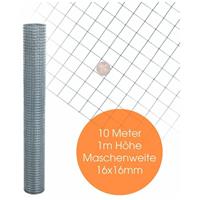 ESTEXO Volierendraht Maschendraht Zaun Schweißgitter Drahtgitter 4-Eck verzinkt Draht 10 Meter / 16 x 16 mm