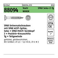 SPAX Schraube R 88094 Senkkopf m.Spitze/Kreuzschl.-PZ 4,5 x 40/24-Z TG Stahl galvanisch verzinkt WIROX
