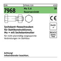 Diverse Sechskantpassschraube DIN 7968 CE m.Mutter M 20 x 120 5.6 feuerverzinkt