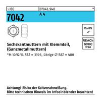 Diverse Sechskantmutter ISO 7042 m.Klemmteil M 14 A 4