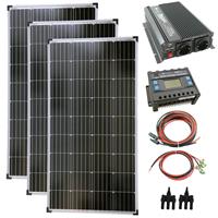 SOLARTRONICS Komplettset 3x140 Watt Solarmodul 1500 Watt Wandler Laderegler Photovoltaik Inselanlage