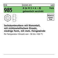 Diverse Sechskantmutter DIN 985 m.Klemmteil M 24 x 1,5 8 (=M 5 = 6/8 ) galvanisch verzinkt