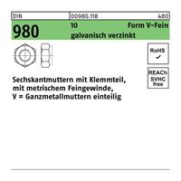 Diverse Sechskantmutter DIN 980 m.Klemmteil VM 22 x 1,5 10 galvanisch verzinkt - 