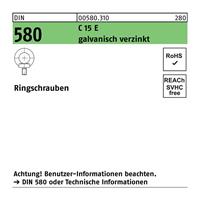 Diverse Ringschraube DIN 580 M 14 C 15 E galvanisch verzinkt galvanisch verzinkt