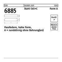 Diverse Passfeder DIN 6885 Form A rundstirnig/o.Bohrung A 16 x 10 x125 Stahl C45+C - 