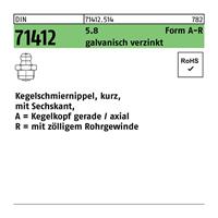 Diverse Kegelschmiernippel DIN 71412 Form A-R AR 1/4 SW14 5.8 galvanisch verzinkt Kegelschmiernippel, kurz, mit Sechskant, - 