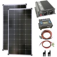SOLARTRONICS Komplettset 2x130 Watt Solarmodul 1000 Watt Wandler Laderegler Photovoltaik Inselanlage