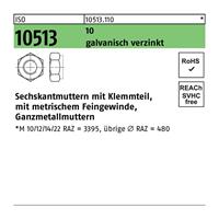 Diverse Sechskantmutter ISO 10513/DIN 6925 m.Klemmteil M 16 x 1,5 10 galvanisch verzinkt - 