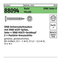 SPAX Schraube R 88094 Senkkopf m.Spitze/Kreuzschl.-PZ 3,5 x 15/11-Z Stahl galvanisch verzinkt gelb