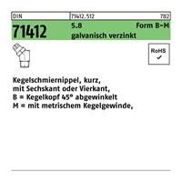 Diverse Kegelschmiernippel DIN 71412 Form B-M BM 6 x 1 SW 9 5.8 galvanisch verzinkt - 