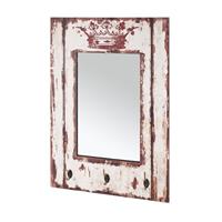 HAKU Wandgarderobe 89993, mdf mit Dekor Schriftzug In Vintageoptik mit 3 Garderobenhaken und eingelassenem Spiegel