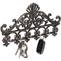 RELAXDAYS Garderobenleiste Gusseisen, 5 Haken, antike Hakenleiste, für Schlüssel, nostalgisch, 17 x 35 x 3,5 cm, bronze
