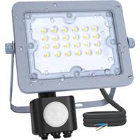 BES LED LED Bouwlamp met Sensor - Aigi Zuino - 20 Watt - Helder/Koud Wit 6500K - Waterdicht IP65 - Kantelbaar - Mat Grijs - Aluminium