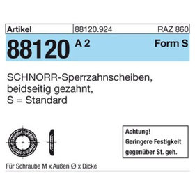 Sonstige ART 88120 SCHNORR - Scheiben Federstahl S 20 mech. verzinkt mech Zn S