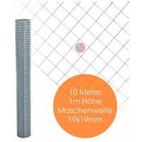 ESTEXO Volierendraht Maschendraht Zaun Schweißgitter Drahtgitter 4-Eck verzinkt Draht 10 Meter / 19 x 19 mm