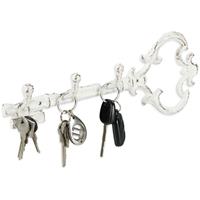 RELAXDAYS 1 x Schlüsselbrett, 3 Haken, dekorative Schlüsselform, Gusseisen, Vintage, Shabby, HxBxT: 12,5 x 33 x 4,5 cm, weiß