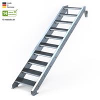 Stahltreppe 10 Stufen bis Höhe 220 cm, 60 - 120 cm [60 cm beidseitiges Geländer ST 1 (31 / 31 mm)]