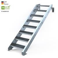 Trebado Stahltreppe 8 Stufen bis Höhe 180 cm, 60 - 120 cm [60 cm kein Geländer ST 1 (31 / 31 mm)]