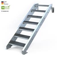 Trebado Stahltreppe 7 Stufen bis Höhe 160 cm, 60 - 120 cm [110 cm Geländer links ST 3 (31 / 9 mm schmal)]