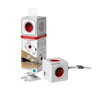 Allocacoc Powercube Extended Duo Usb 4 Stopcontacten Met 2x Usb Lader - Rood