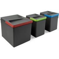 Emuca Kit Van Recycle Keukenlade Prullenbak Kit Recycle Hoogte 216mm, 1x12liter, 2x6liter
