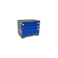 CERTEO Gitterbox, mit 3 abschlieÃŸbaren Schubladen aus verzinktem Blech, blau