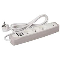 perel Steckdosenleiste mit Schalter - 3 Steckdosen - 2 USB-Anschlüsse - Farbe grau/weiß - schuko