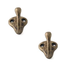 6x Luxe kapstokhaken / jashaken / kapstokhaakjes aluminium antiek brons enkele haak 3,5 x 3,0 cm -