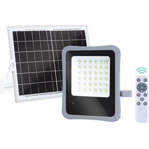 BES LED LED Floodlight op Zonne-energie - LED Schijnwerper - Aigi Florida - LED Solar Tuinverlichting Wandlamp - Afstandsbediening - Waterdicht IP65 - 100W - Helder/Koud Wit 6500K