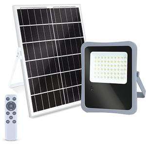 BES LED LED Floodlight op Zonne-energie - LED Schijnwerper - Aigi Florida - LED Solar Tuinverlichting Wandlamp - Afstandsbediening - Waterdicht IP65 - 300W - Helder/Koud Wit 6500K