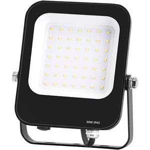 BES LED LED Bouwlamp - LED Schijnwerper - Aigi Rekan - 30 Watt - Helder/Koud Wit 6500K - Waterdicht IP65 - Rechthoek - Mat Zwart - Aluminium