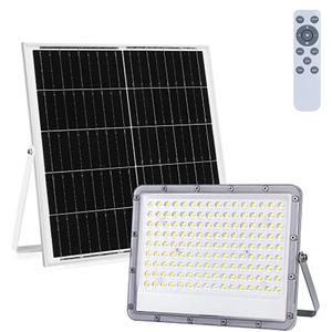 BES LED LED Floodlight op Zonne-energie - LED Schijnwerper - Aigi Hatay - LED Solar Tuinverlichting Wandlamp - Afstandsbediening - Waterdicht IP65 - 200W - Helder/Koud Wit 6500K
