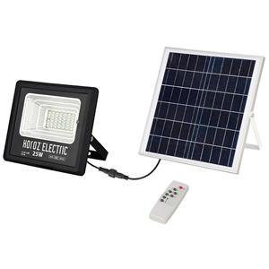 BES LED LED Floodlight op Zonne-energie - LED Schijnwerper - LED Solar Tuinverlichting Wandlamp - Togre - 25W - Helder/Koud Wit 6400K - Afstandsbediening - Waterdicht IP65 - Aluminium