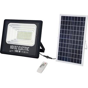 BES LED LED Floodlight op Zonne-energie - LED Schijnwerper - LED Solar Tuinverlichting Wandlamp - Togre - 100W - Helder/Koud Wit 6400K - Afstandsbediening - Waterdicht IP65 - Aluminium