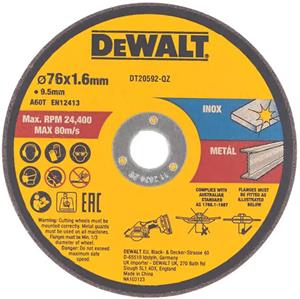 DeWalt Accessoires DT20592-QZ Doorslijpschijf | Metaal | 76 x 1.0 x 20 mm | 3 stuks