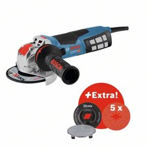 Bosch GWX 19-125 S Professional | Haakse slijper | incl. 5x X-LOCK fiberschijf + steunschijf - 0615990M34