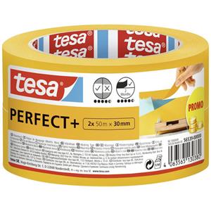 Tesa Perfect+ 56539-00000-00 Afplakband Geel (l x b) 100 m x 30 mm 2 stuk(s)