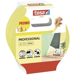 Tesa Professional 56212-00000-02 Malerabdeckband Gelb (L x B) 50m x 25mm 2St.