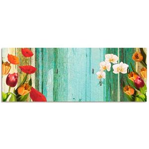 Artland Kapstok Veelkleurige bloemen van hout met 4 sleutelhaakjes – sleutelbord, sleutelborden, sleutelhouder, sleutelhanger voor de hal – stijl: modern