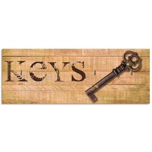 Artland Hakenleiste "Schlüssel", aus Holz mit 4 Schlüsselhaken – Schlüsselboard, Schlüsselbretter, Schlüsselhalter, Schlüsselaufhänger für den Flur 