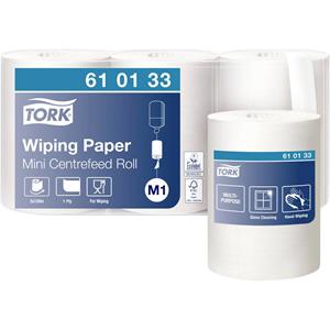 Tork 610133 Multifunctionele papieren doekjes met binnenafroller wit M1