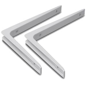 Trendoz Set van 2x stuks plankdragers wit gelakt aluminium 15 x 20 cm - Klussen/Organiseren -