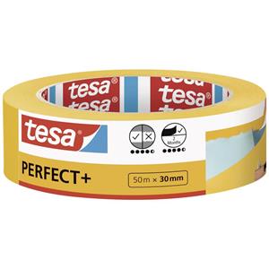 Tesa Perfect+ 56537-00000-00 Afplakband Geel (l x b) 50 m x 30 mm 1 stuk(s)