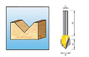 Makita D-10724 V-groeffrees HM 19mm S8